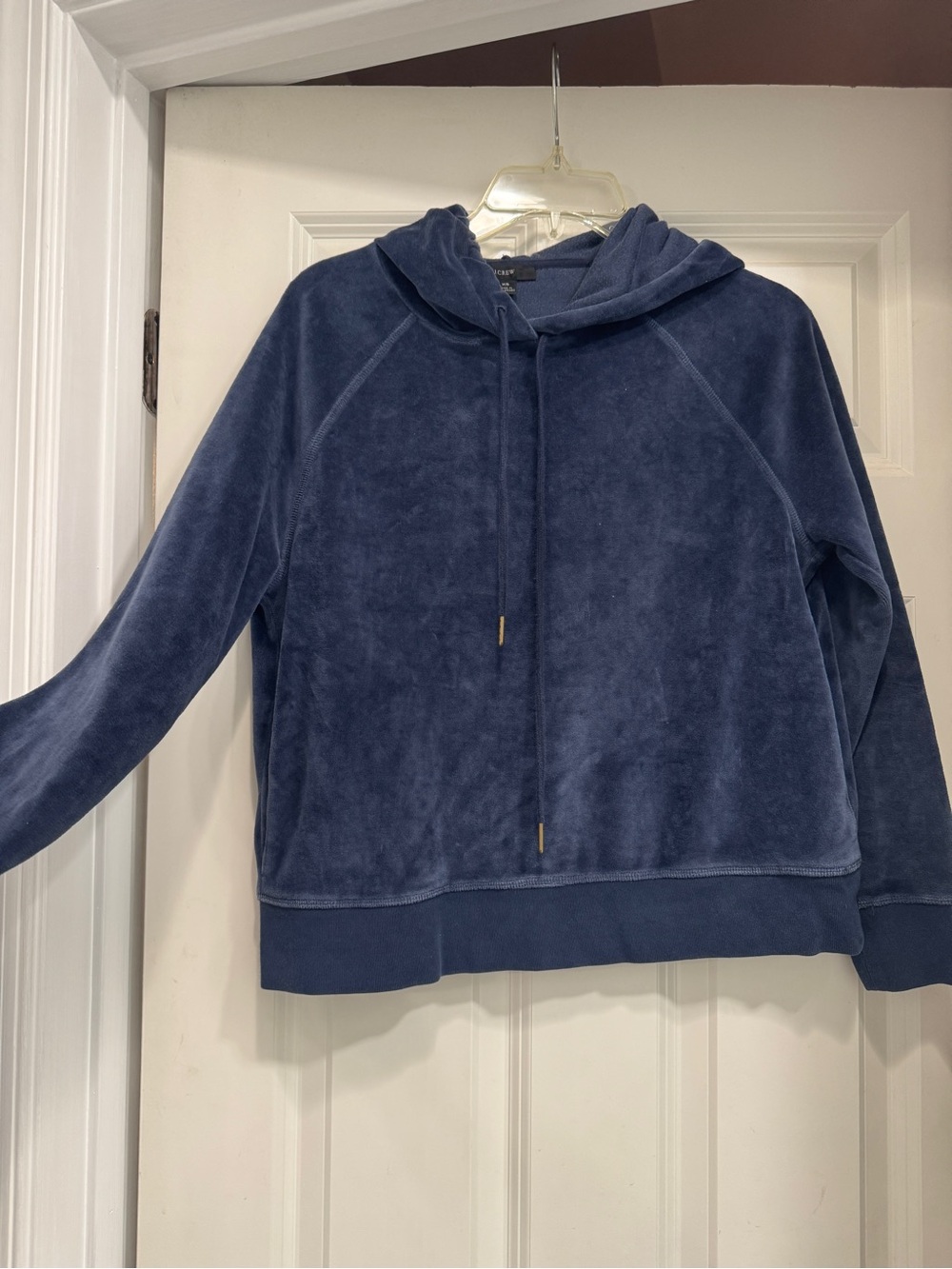 J. Crew Navy Velour Hoodie Sweatshirt